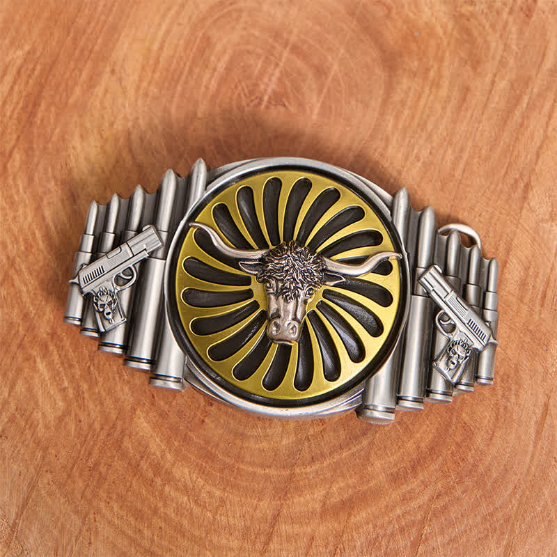 Western Silberner Bullenkopf DIY Ledergürtel mit drehbarer Schnalle - image 2