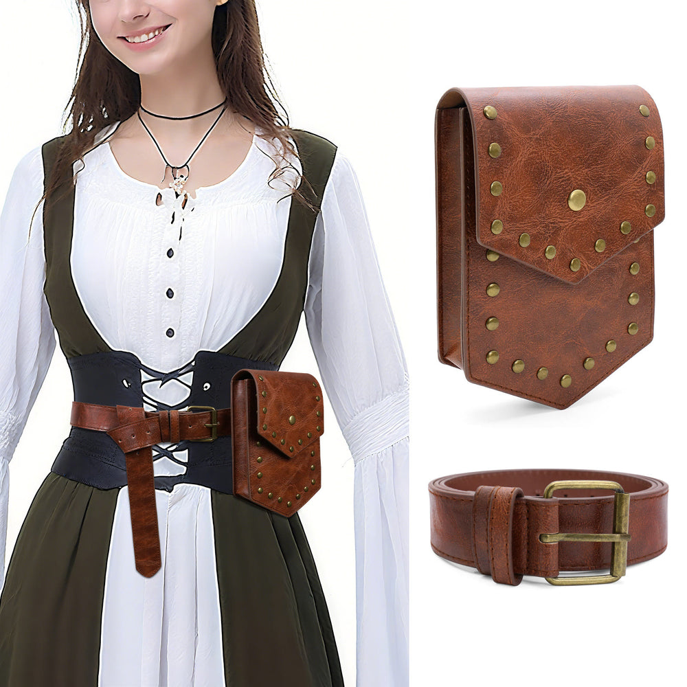 Halloween-Cosplay-Gürtel im mittelalterlichen Stil mit Nietengürteltasche - image 2