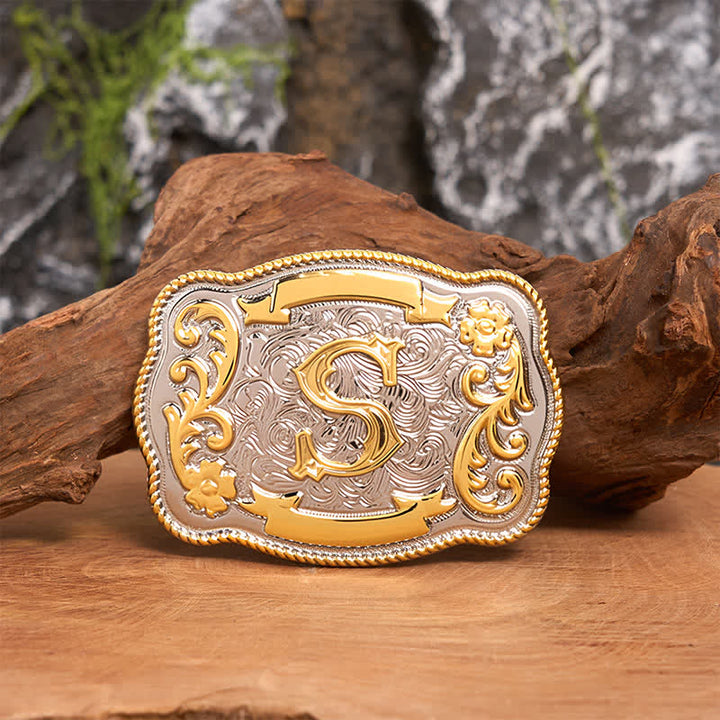 Anfangsbuchstabe DIY Western Gürtelschnalle Silber Halskette Bundle Set - image 3