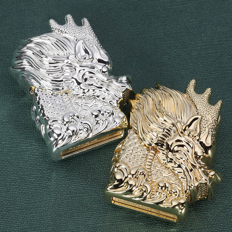 Exquisites winddichtes Kerosinfeuerzeug mit goldenem Kaiserdrachen - image 4