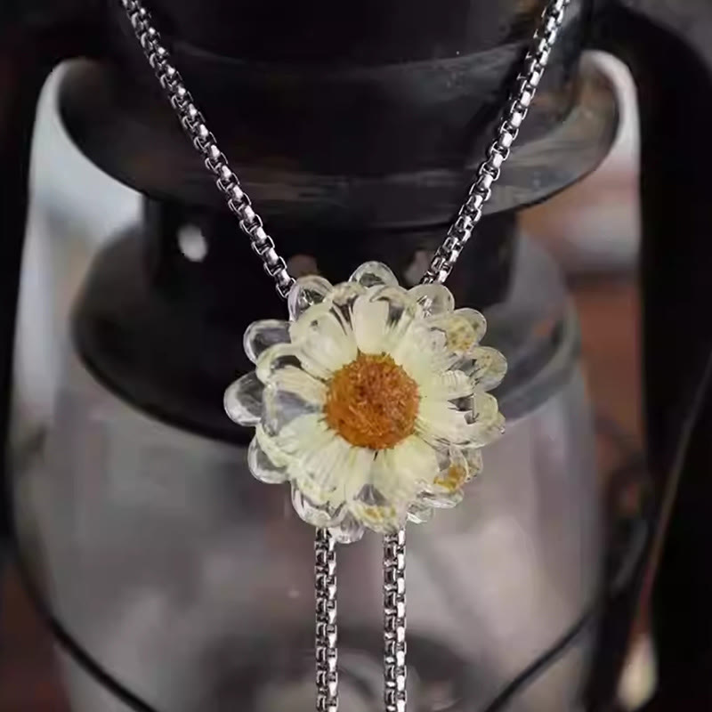 Handgemachte Bolo-Krawatte mit getrockneten Blumen und Gänseblümchen für Damen - image 2