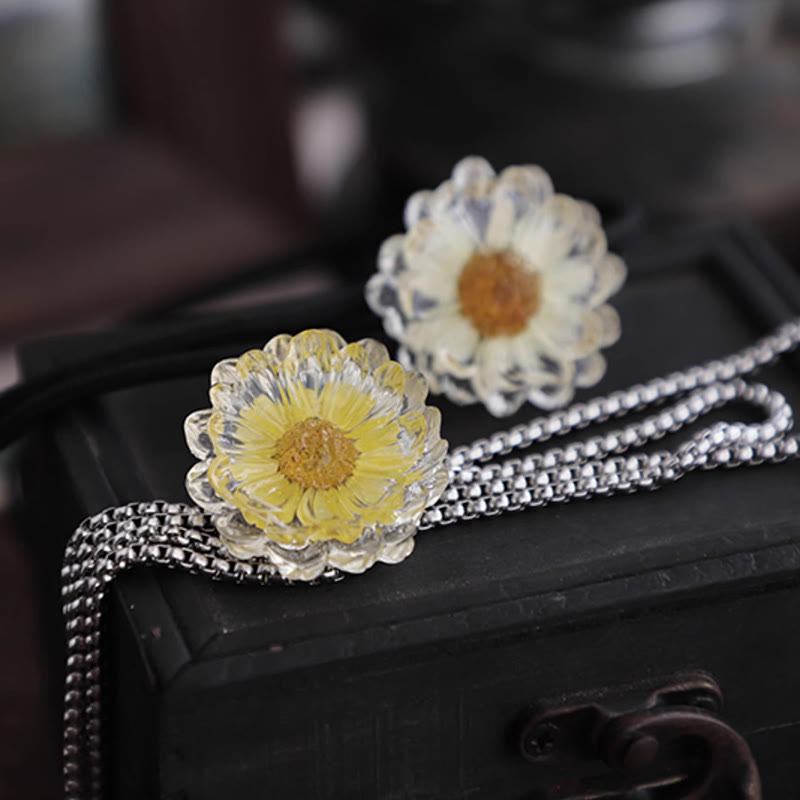 Handgemachte Bolo-Krawatte mit getrockneten Blumen und Gänseblümchen für Damen - image 3