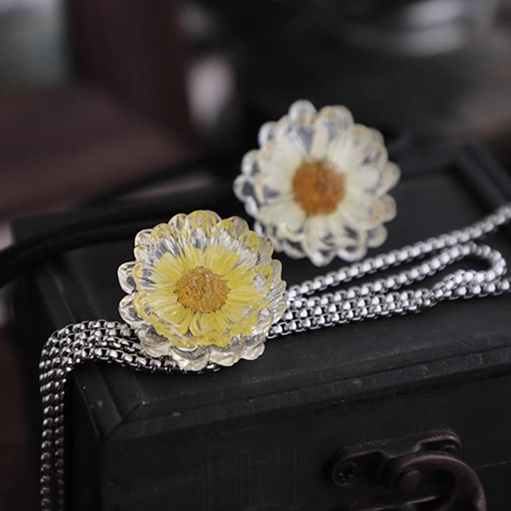 Handgemachte Bolo-Krawatte mit getrockneten Blumen und Gänseblümchen für Damen - image 3