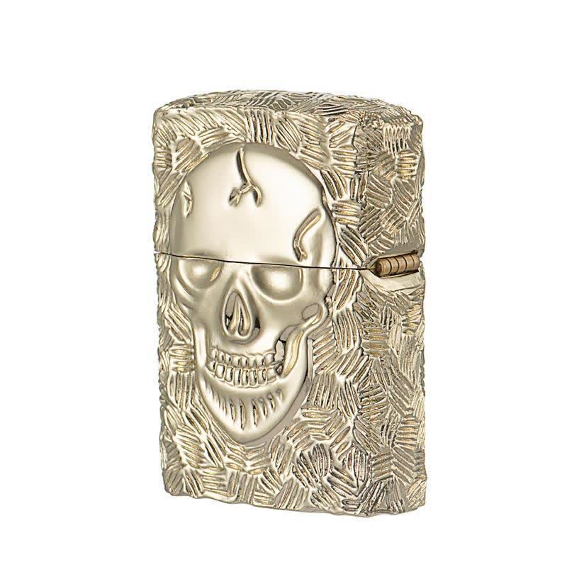 Halloween Skelett Domineering Nachfüllbares Kerosinfeuerzeug - Gold - image 8
