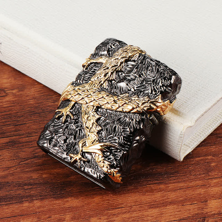 Nachfüllbares Kerosinfeuerzeug Tonardo mit Drachenmotiv in Gold und Schwarz - image 8