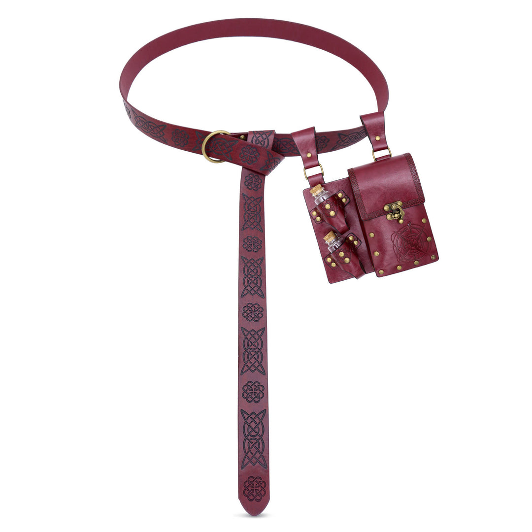 Retro Halloween Cosplay Accessoire Alchemie Flasche Wikinger Gürtel - Gürtel mit Tasche und Flasche - Rot - image 8