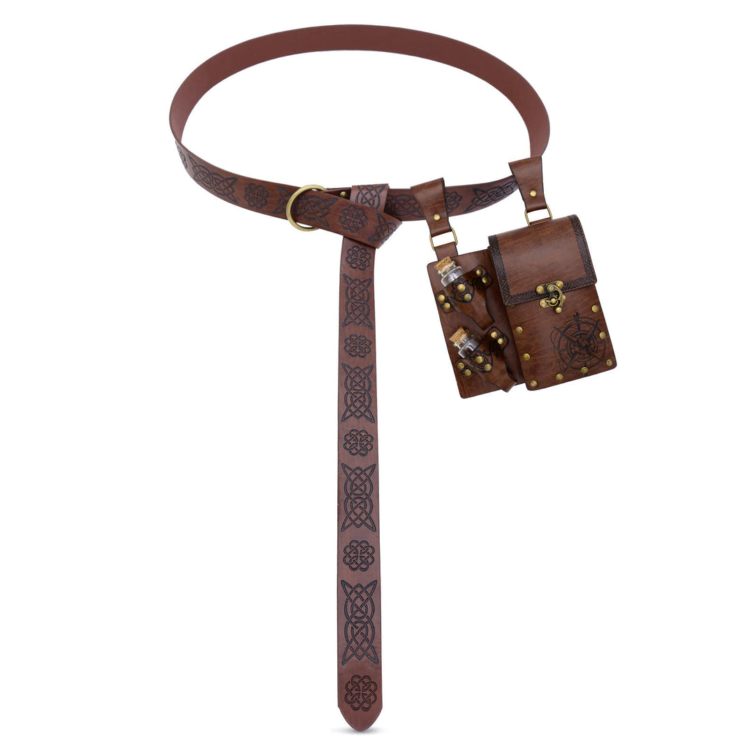Retro Halloween Cosplay Accessoire Alchemie Flasche Wikinger Gürtel - Gürtel mit Tasche und Flasche - Braun - image 7