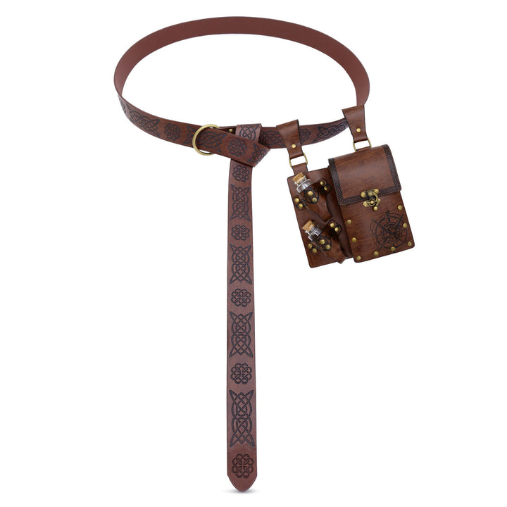 Retro Halloween Cosplay Accessoire Alchemie Flasche Wikinger Gürtel - Gürtel mit Tasche und Flasche - Braun - image 7