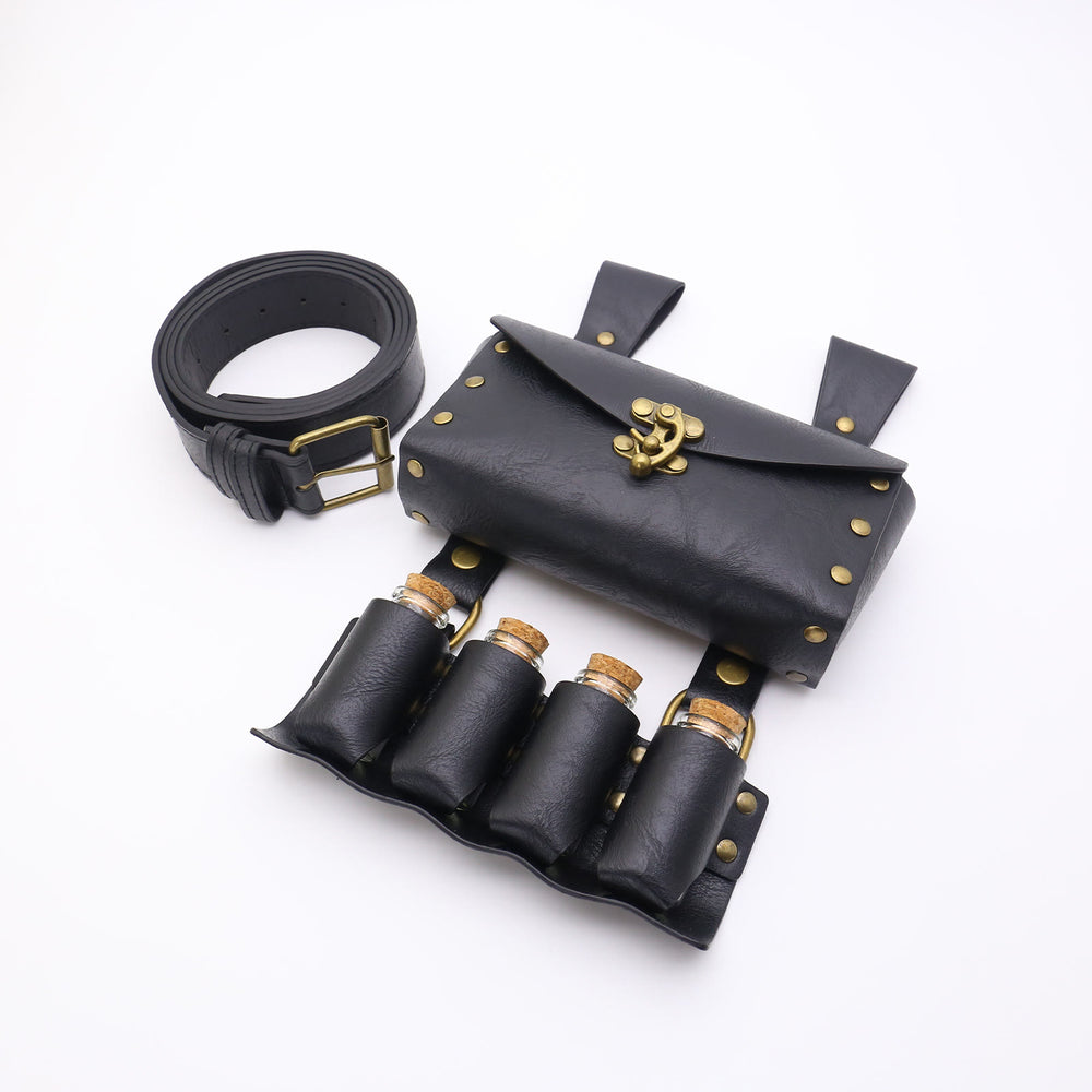 Halloween Cosplay Prop Magische Flasche Hüfttasche Wikinger Gürtel 3 Stück - Schwarz - image 2