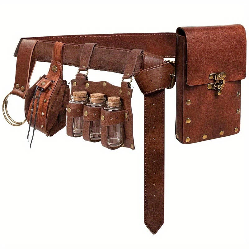 Halloween Cosplay Magische Flasche Gürteltasche Brieftasche Gürtel Set - 5 Stk. - Braun - image 1