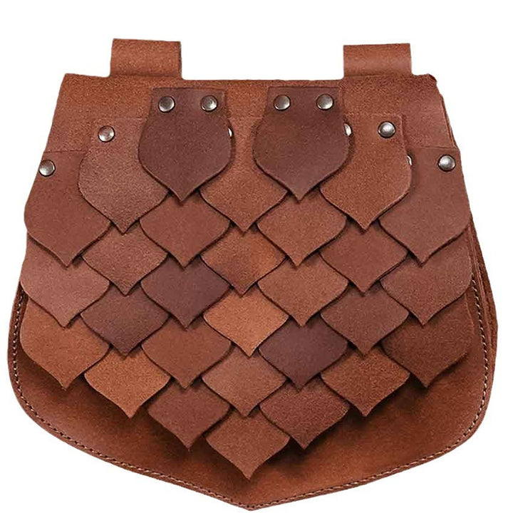 Gürteltasche im mittelalterlichen Stil mit großer Kapazität und Fischschuppen-Design für Wikinger - Dunkelbraun - image 3
