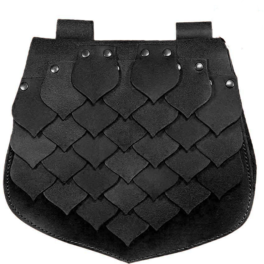 Gürteltasche im mittelalterlichen Stil mit großer Kapazität und Fischschuppen-Design für Wikinger - Schwarz - image 5