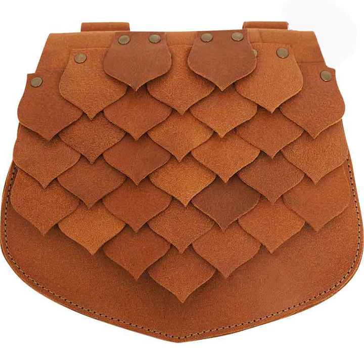 Gürteltasche im mittelalterlichen Stil mit großer Kapazität und Fischschuppen-Design für Wikinger - Gelblich Braun - image 4