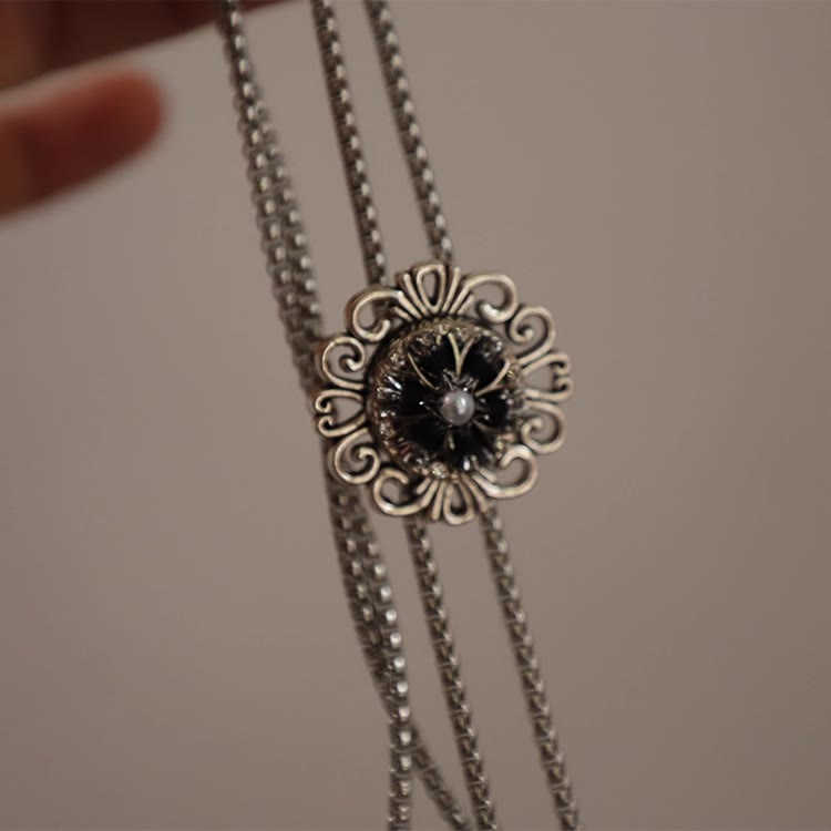 Exquisite Bolotie mit rundem Anhänger aus Spitze und Kunstperle - image 3