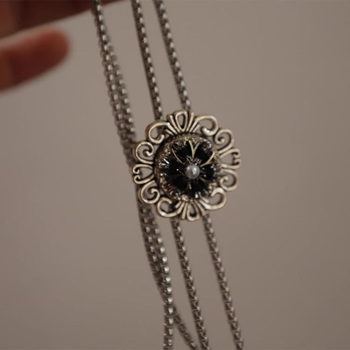 Exquisite Bolotie mit rundem Anhänger aus Spitze und Kunstperle - image 3