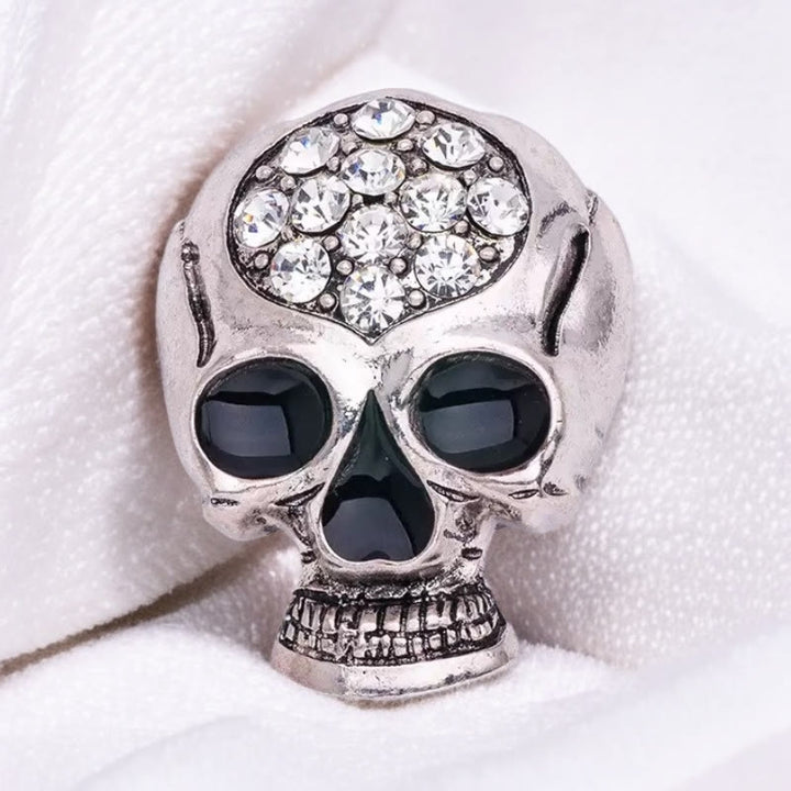 Halloween Strass Exquisite Totenkopf Brosche Accessoire - Silber - image 4