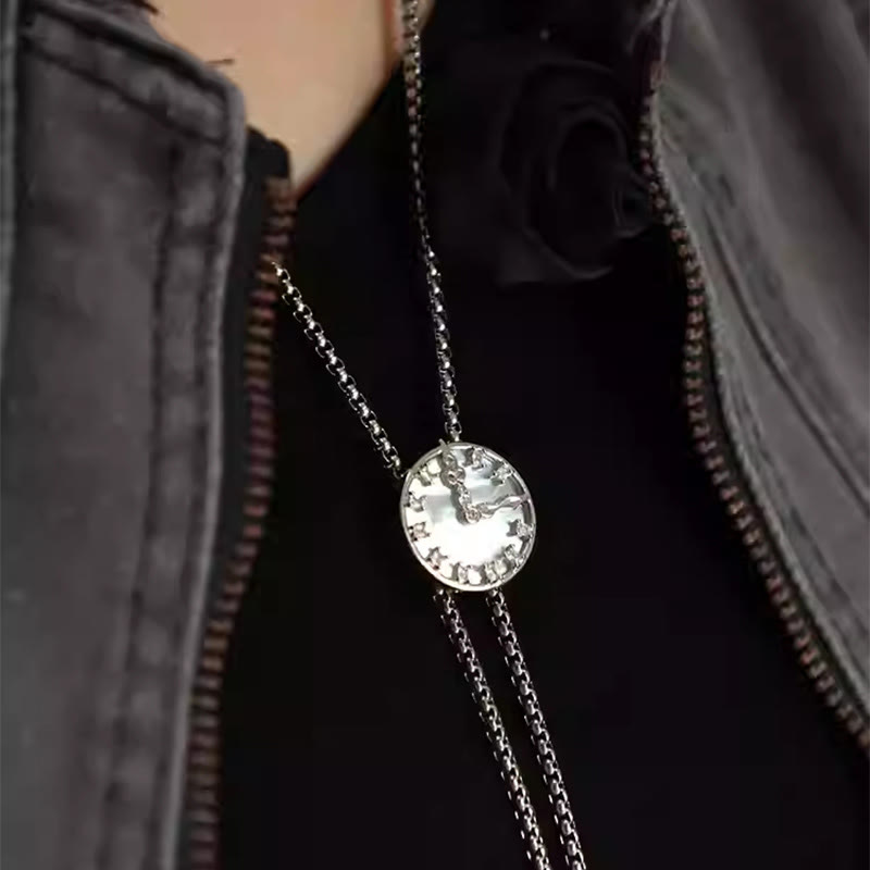 Unisex Vintage Silber Stationäre Uhr Design Bolo Krawatte - image 1