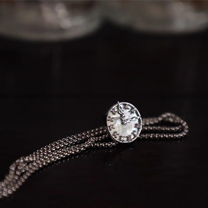 Unisex Vintage Silber Stationäre Uhr Design Bolo Krawatte - Beimu Uhr + Stahlkette - image 3
