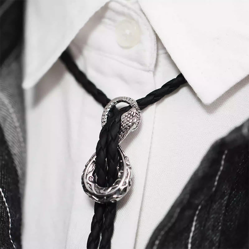 Vintage Silber Spirit Schlange Bolo Krawatte Paar Accessoires - Silberne Schlange - image 1
