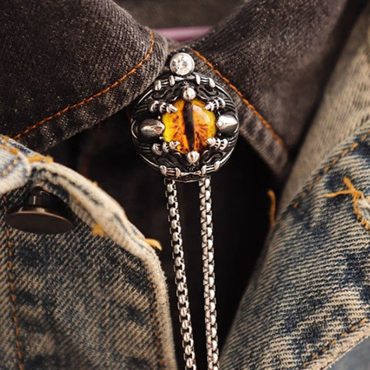 Handgemachte Bolotie mit Retro-Dämonenaugen-Krallen aus Stahlkette - Gelb - image 7