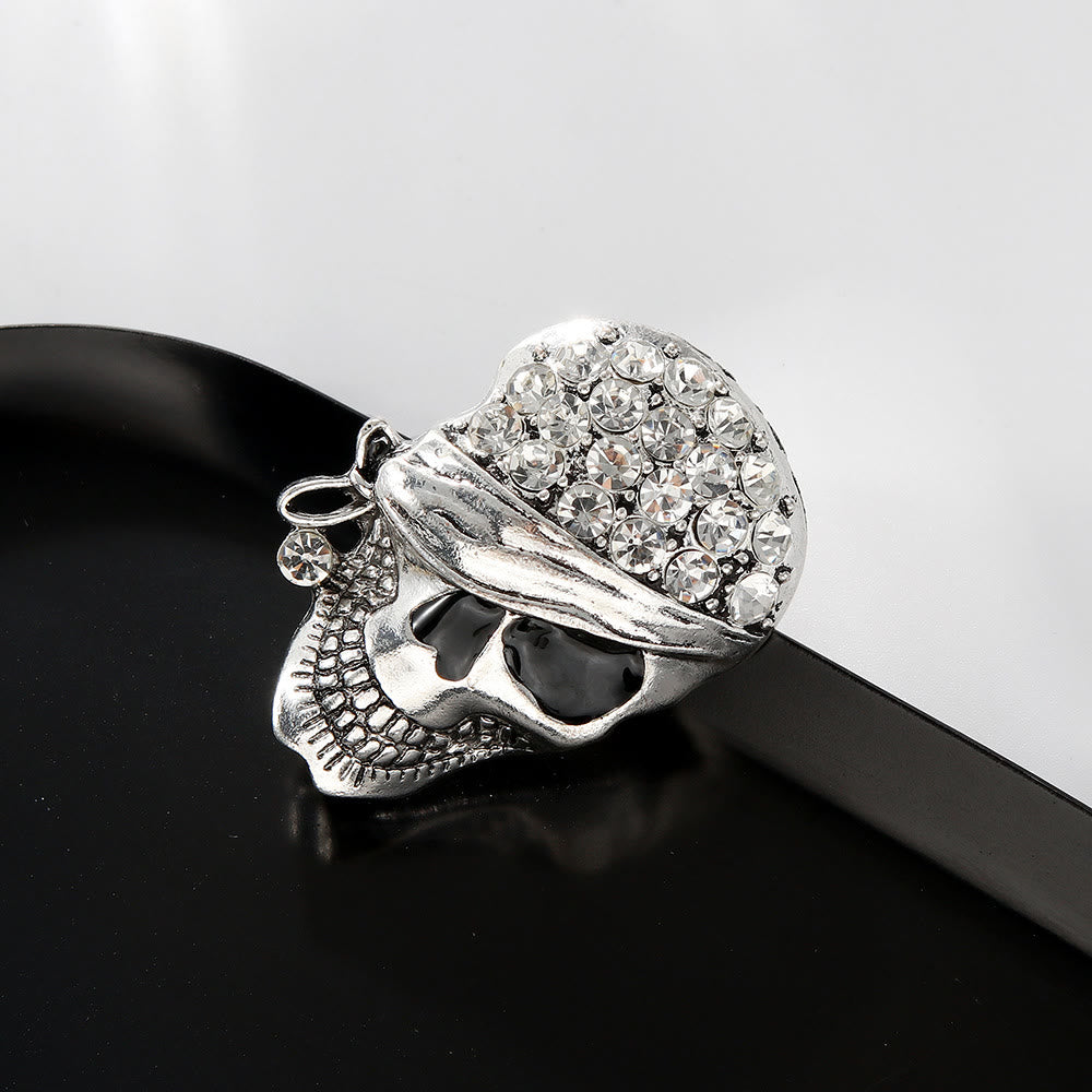 Halloween Lustige Diamant Piratenschädel Brosche Accessoire - Silber - image 5