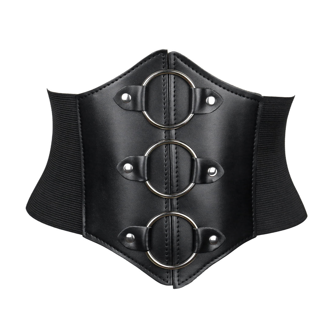 Schwarzer Damen-Korsettgürtel mit stilvoller Schnalle und Riemen - Kreisförmige Schnalle - image 4