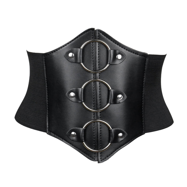 Schwarzer Damen-Korsettgürtel mit stilvoller Schnalle und Riemen - Kreisförmige Schnalle - image 4