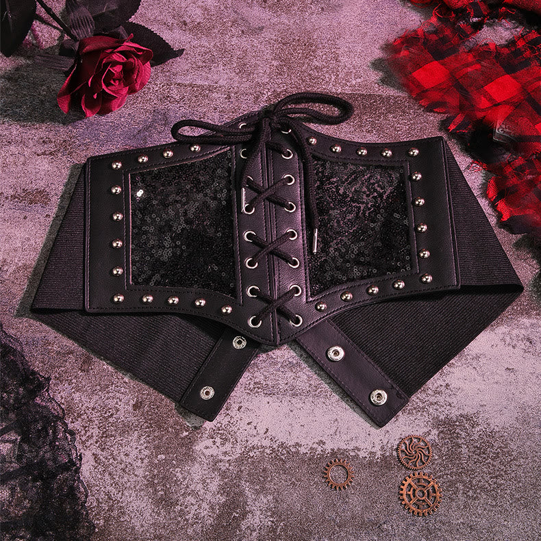 Elastischer Korsettgürtel für Damen im schwarzen Spitzenstil - Schwarz - image 2