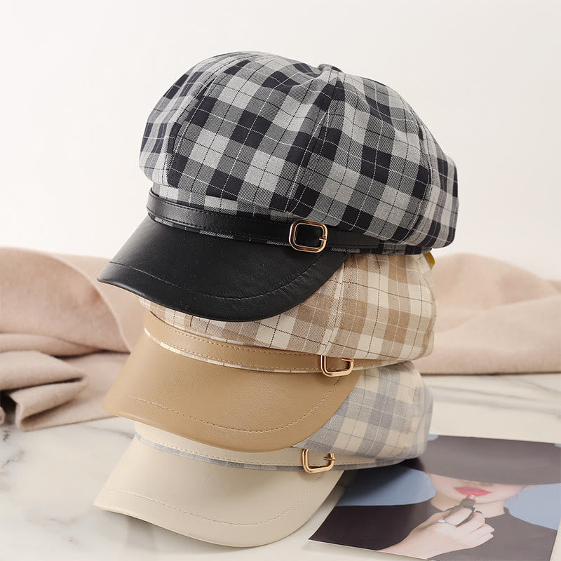 Retro-Barettmütze mit Farbblockierung und Metallschnalle für Damen - image 3