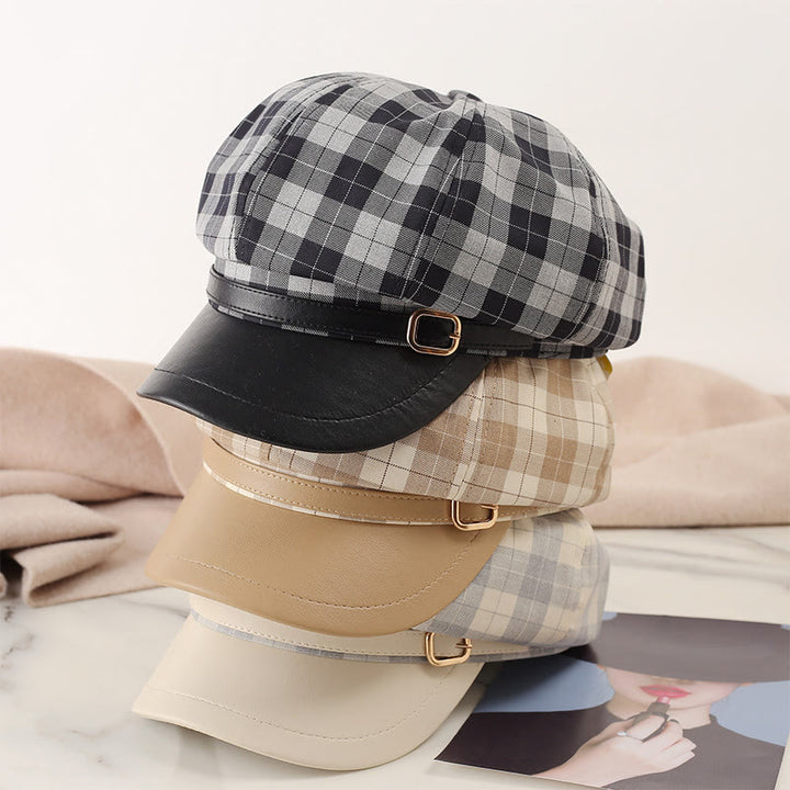 Retro-Barettmütze mit Farbblockierung und Metallschnalle für Damen - image 3