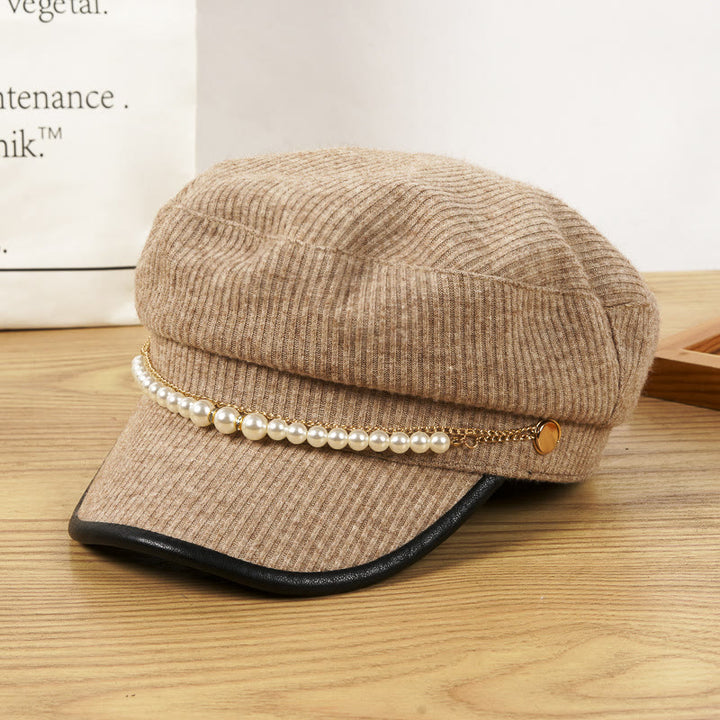 Exquisite Perlenkette Damen Winter Baskenmütze - Braun - M (22 1/2"-22 7/8") - image 3