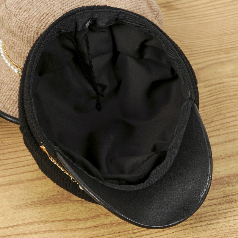 Exquisite Perlenkette Damen Winter Baskenmütze - image 6