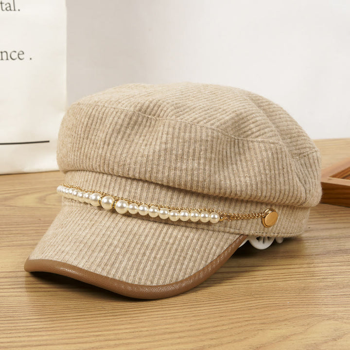 Exquisite Perlenkette Damen Winter Baskenmütze - Khaki - M (22 1/2"-22 7/8") - image 2