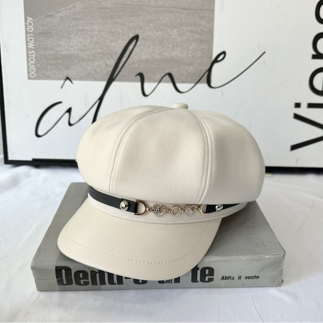 Love Chain Buckle Fashion Damen Winter Baskenmütze - Beige - Einstellbar (21 1/4"-22 7/8") - image 2