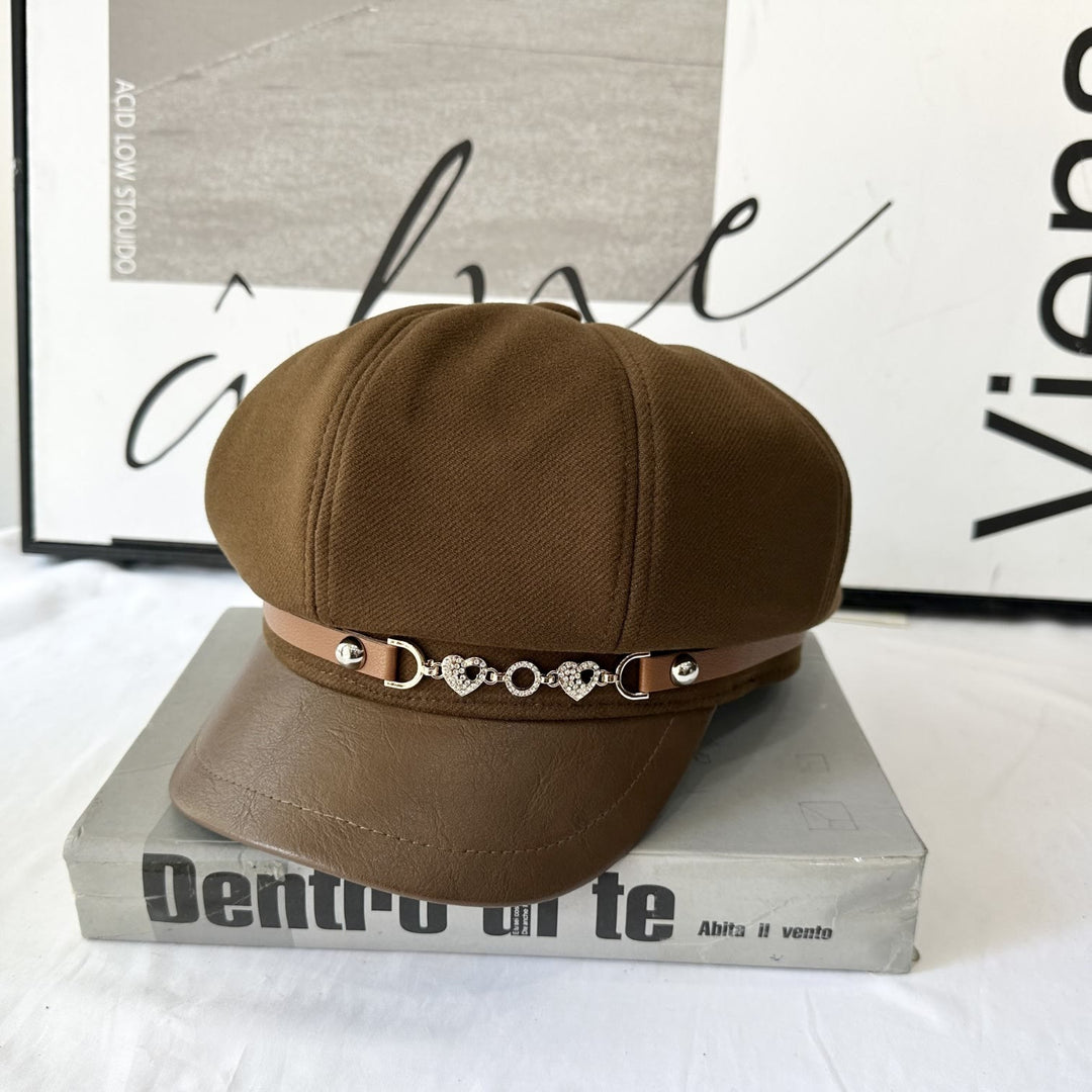 Love Chain Buckle Fashion Damen Winter Baskenmütze - Kaffee - Einstellbar (21 1/4"-22 7/8") - image 3