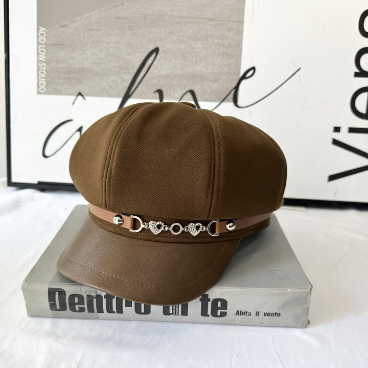 Love Chain Buckle Fashion Damen Winter Baskenmütze - Kaffee - Einstellbar (21 1/4"-22 7/8") - image 3