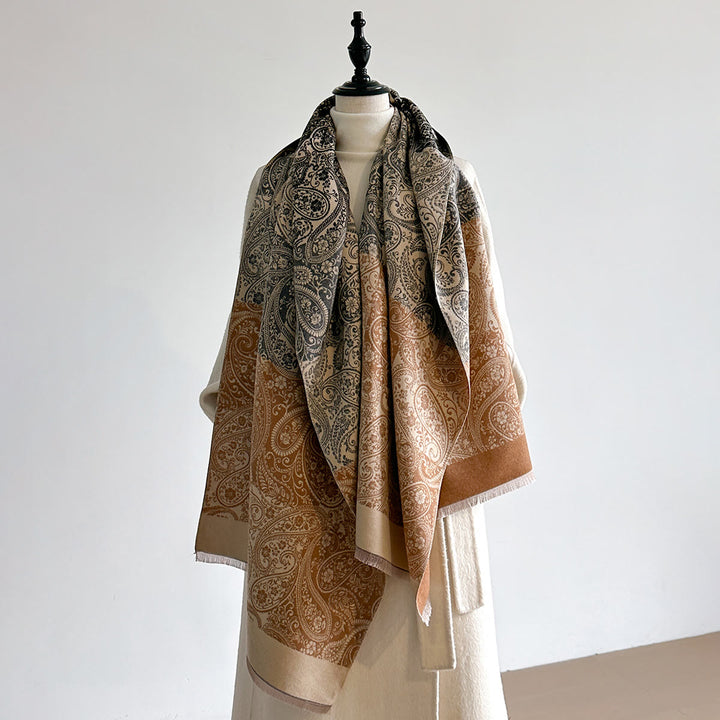 Retro Exotic Cashew Print Damen Winter Warmer Schal - Khaki - image 5