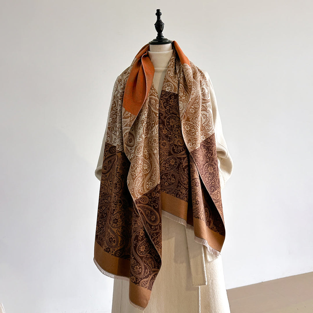 Retro Exotic Cashew Print Damen Winter Warmer Schal - Braun - image 0