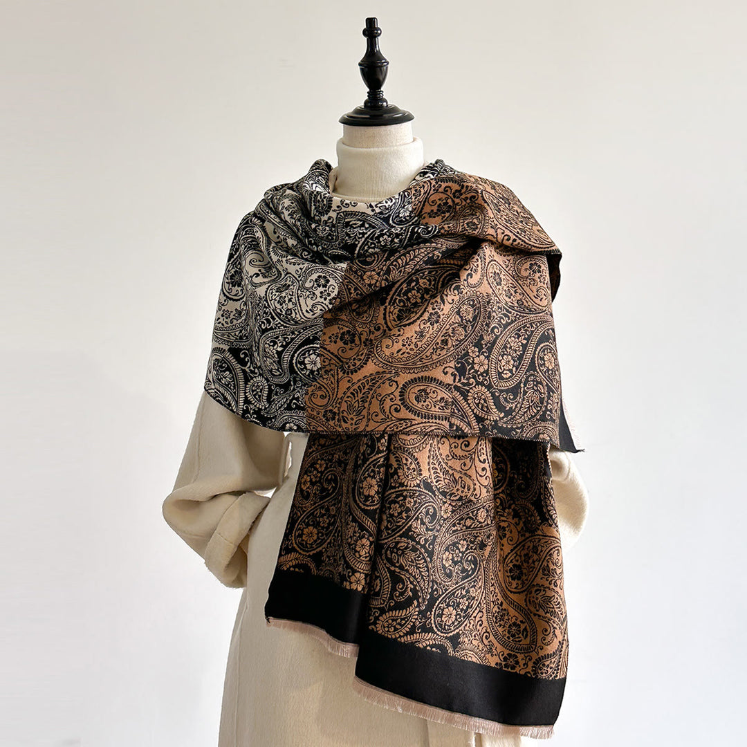 Retro Exotic Cashew Print Damen Winter Warmer Schal - Schwarz - image 3