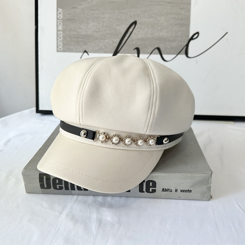 Perlen-Sonnenblumen-Metallschnalle für Damen im Winter - Beige - Einstellbar (21 1/4"-22 7/8") - image 0