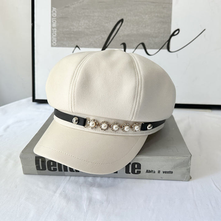 Perlen-Sonnenblumen-Metallschnalle für Damen im Winter - Beige - Einstellbar (21 1/4"-22 7/8") - image 0