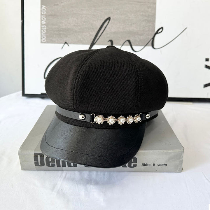 Perlen-Sonnenblumen-Metallschnalle für Damen im Winter - Schwarz - Einstellbar (21 1/4"-22 7/8") - image 3