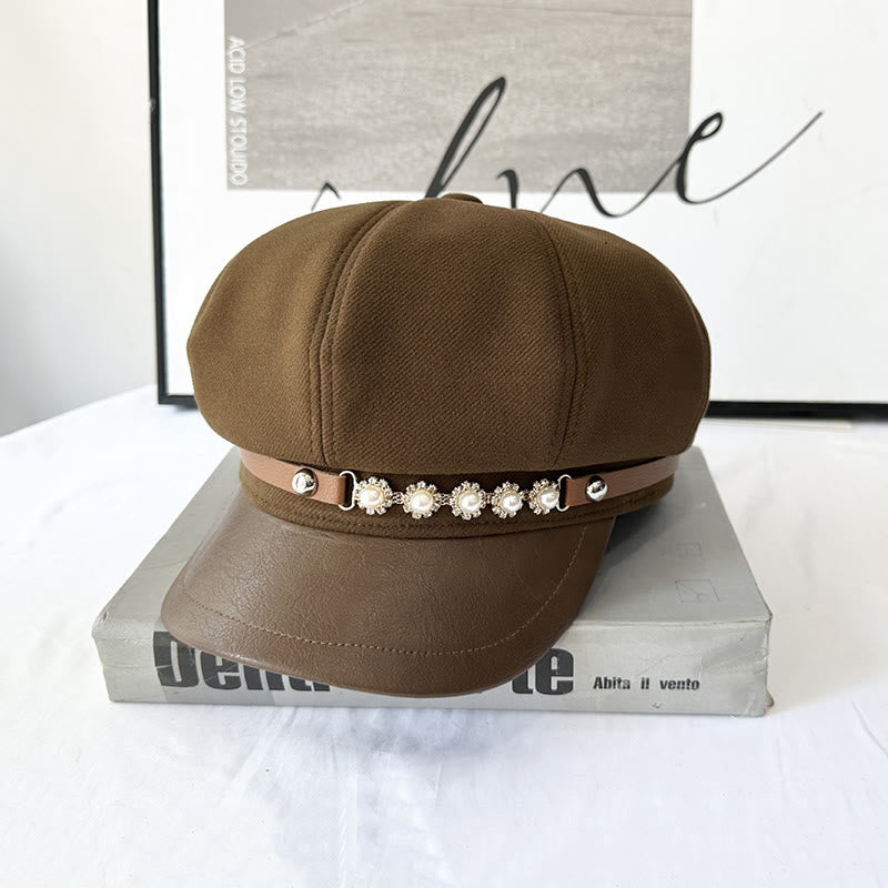 Perlen-Sonnenblumen-Metallschnalle für Damen im Winter - Kaffee - Einstellbar (21 1/4"-22 7/8") - image 2