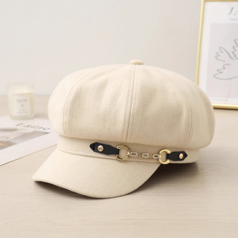Modische Wintermütze für Damen mit Metallschnallenkette - Beige - Einstellbar (21 5/8"-23 5/8") - image 2