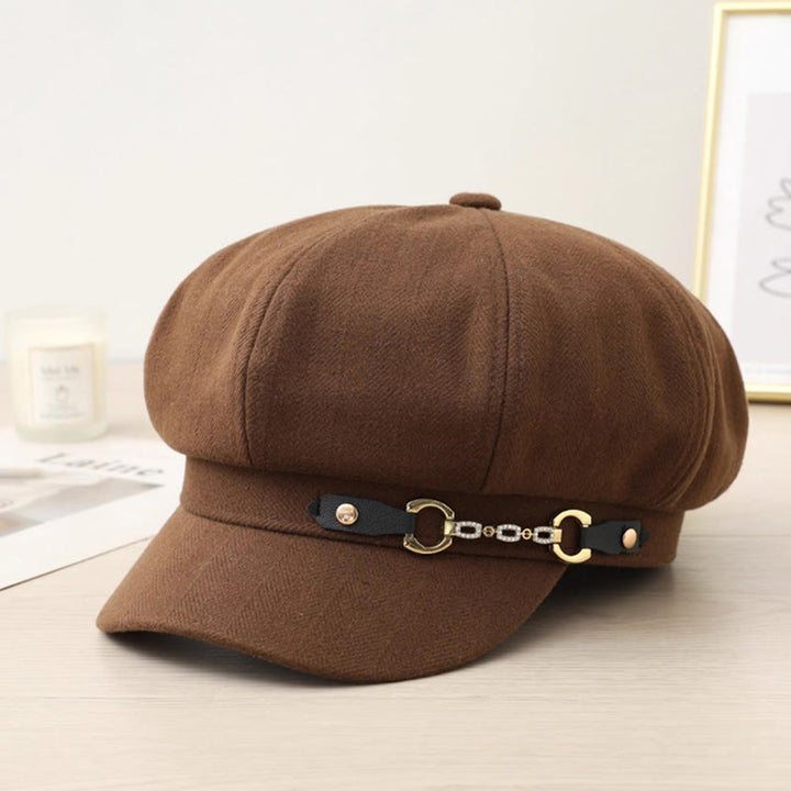 Modische Wintermütze für Damen mit Metallschnallenkette - Kaffee - Einstellbar (21 5/8"-23 5/8") - image 3
