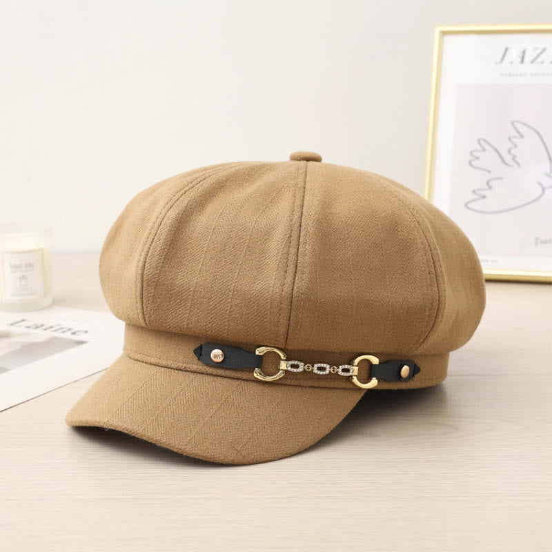 Modische Wintermütze für Damen mit Metallschnallenkette - Khaki - Einstellbar (21 5/8"-23 5/8") - image 0