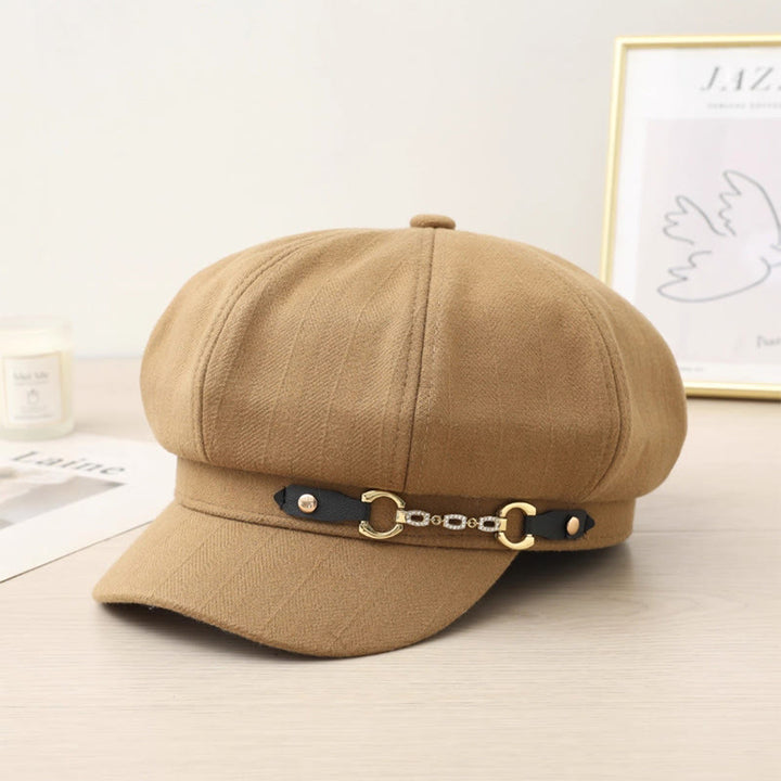 Modische Wintermütze für Damen mit Metallschnallenkette - Khaki - Einstellbar (21 5/8"-23 5/8") - image 0