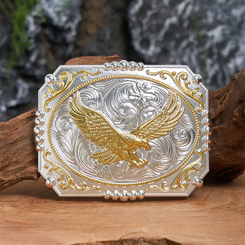 Golden Flying Eagle DIY Cowboy Schnalle Ledergürtel - Fliegender Adler - Ohne Gürtel - Nicht im Lieferumfang enthaltener Gürtel - image 0