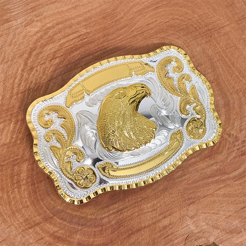 Goldener Wilder Adlerkopf DIY Cowboy Schnalle Ledergürtel - image 2