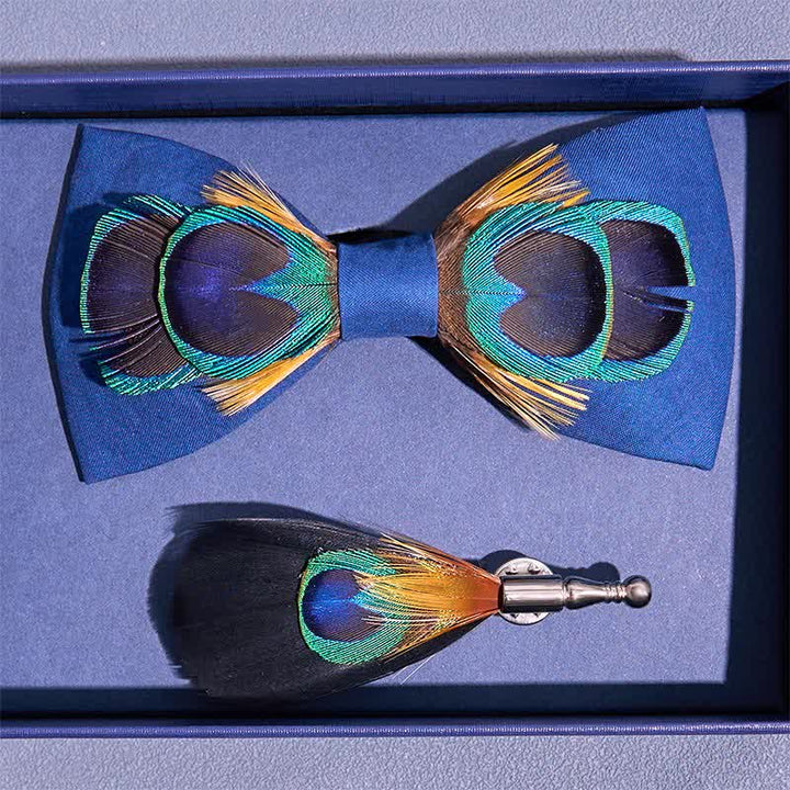 Marineblauer Pfauenfeder-Schleife mit großem Auge - image 3